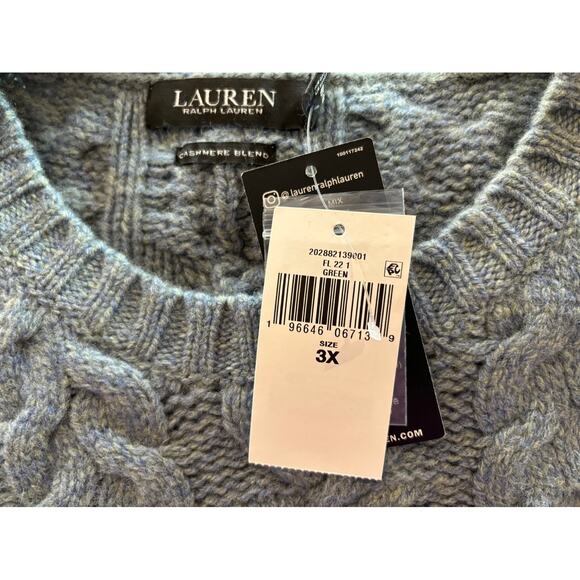 NWT Ralph Lauren Woman Cashmere Blend Sweater Chunky Pullover Cable Knit 3X - Picture 10 of 11